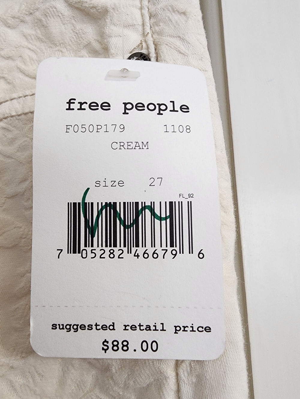NWT Free People Cream Floral Jacquard Skinny Jeans Size 27 Boho - Picture 12 of 16